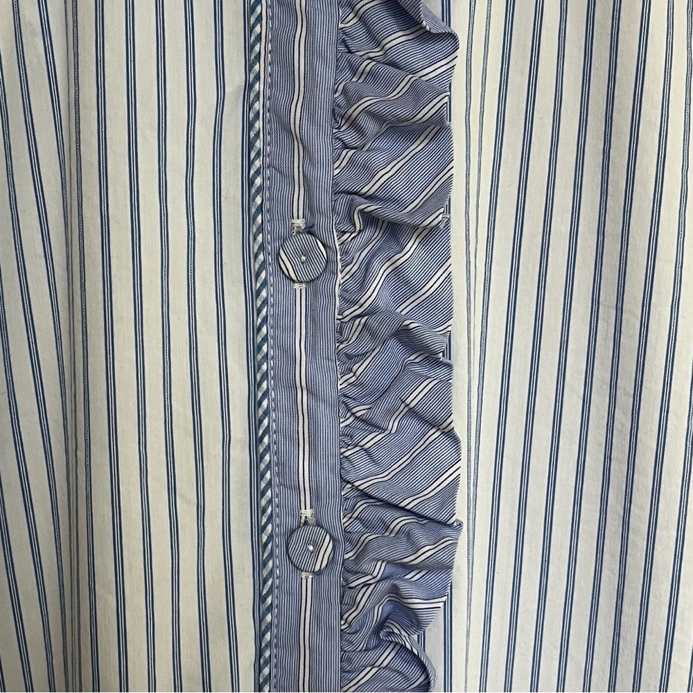 Tuckernuck Blue & White Striped Ruffle Collar Dress Button Front Size M Like New - Picture 7 of 9